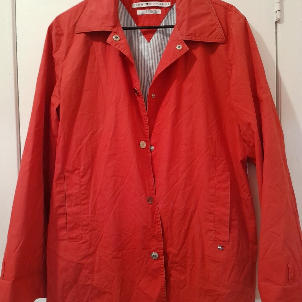 Rare Authentic Vintage Y2k/Early 2000s Tommy Hilfiger Women Rain Coat Red Large